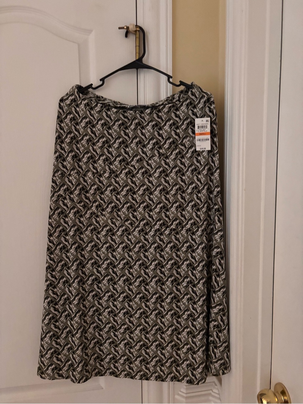 JM Collection Green, Black and White Patterned Skirt